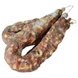 Saucisson sec apéritif aux noisettes tranché de la ferme de Montchervet - AMPLEPUIS 69 - Sans nitrite ni conservateur