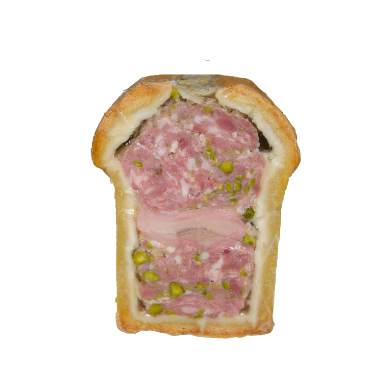 Pâté en croûte pistaché de la ferme de Montchervet - AMPLEPUIS 69 - Sans nitrite ni conservateur