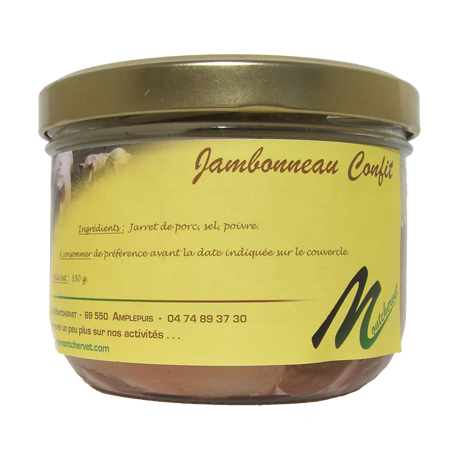 Jambonneau confit 350g de la ferme de Montchervet - AMPLEPUIS 69 - Sans nitrite ni conservateur