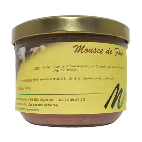 Mousse de foie 350g de la ferme de Montchervet - AMPLEPUIS 69 - Sans nitrite ni conservateur