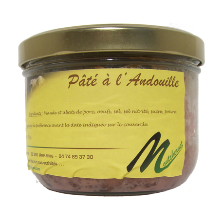 Pâté à l'andouille 350g de la ferme de Montchervet - AMPLEPUIS 69 - Sans nitrite ni conservateur