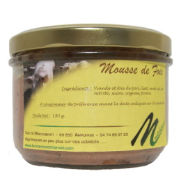 Mousse de foie 180g de la ferme de Montchervet - AMPLEPUIS 69 - Sans nitrite ni conservateur