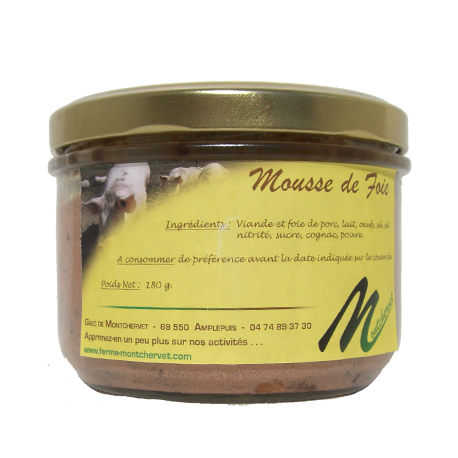 Mousse de foie 180g de la ferme de Montchervet - AMPLEPUIS 69 - Sans nitrite ni conservateur