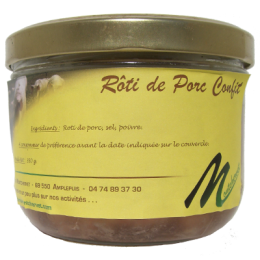 Rôti de porc confit 350g de la ferme de Montchervet - AMPLEPUIS 69 - Sans nitrite ni conservateur
