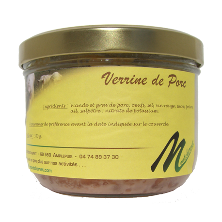 Verrine de porc 350g de la ferme de Montchervet - AMPLEPUIS 69 - Sans nitrite ni conservateur