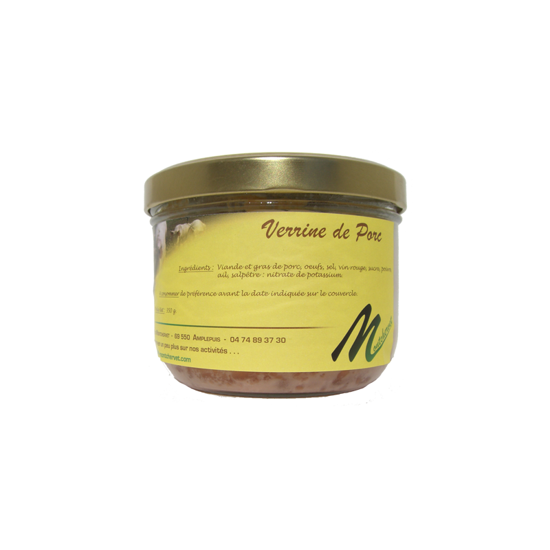 Verrine de porc 350g de la ferme de Montchervet - AMPLEPUIS 69 - Sans nitrite ni conservateur