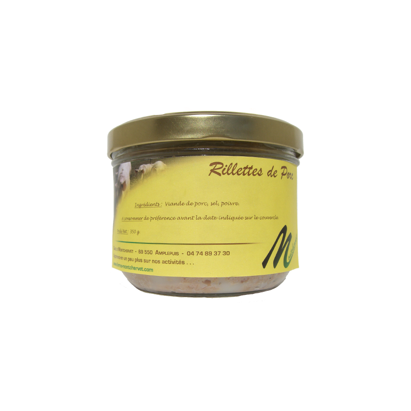 Rillettes 350g de la ferme de Montchervet - AMPLEPUIS 69 - Sans nitrite ni conservateur