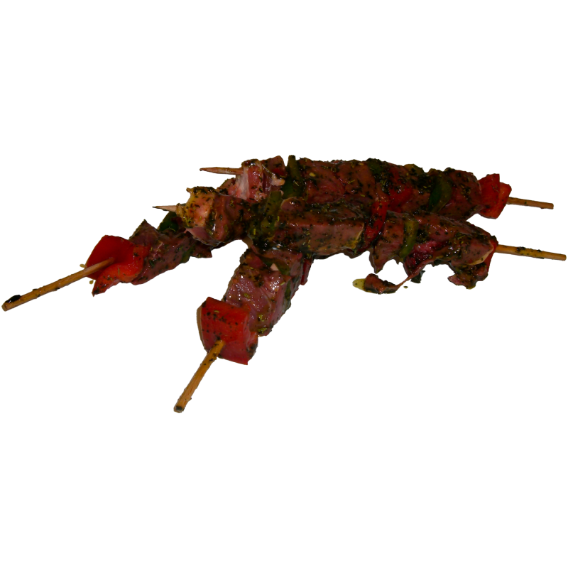 Brochettes abat de porc marinées provence de la ferme de Montchervet - AMPLEPUIS 69 - Sans nitrite ni conservateur