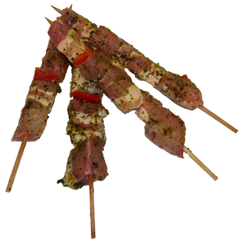 Brochettes de porc marinées provence de la ferme de Montchervet - AMPLEPUIS 69 - Sans nitrite ni conservateur