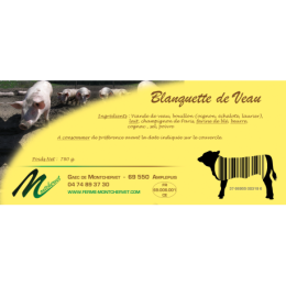 Blanquette de veau 780g de la ferme de Montchervet - AMPLEPUIS 69 - Sans nitrite ni conservateur