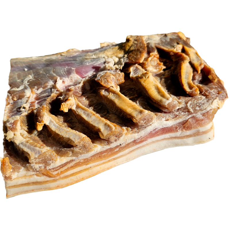 Lard salé fumé decouenné de la ferme de Montchervet - AMPLEPUIS 69 - Sans nitrite ni conservateur